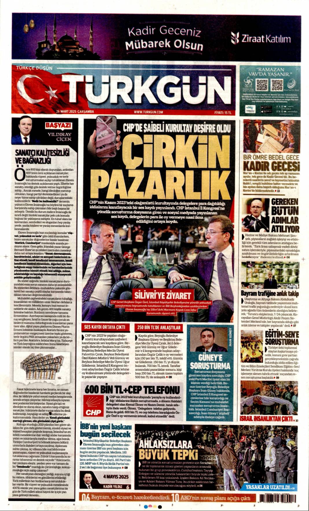 CHP'de 28 Şubat hortladı! 26 Mart Çarşamba 2025 gazete manşetleri... 12