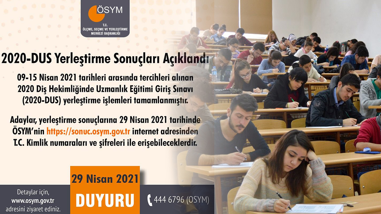 ÖSYM DUS 2020 yerleştirme sonuçları açıklandı! ÖSYM DUS 2020 yerleştirme sonuçları sorgulama ekranı