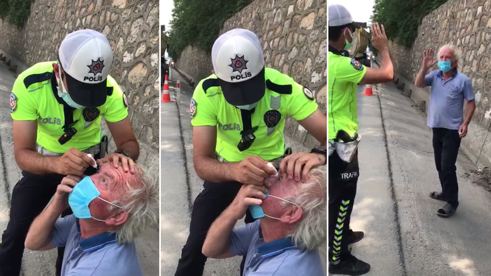 Sakarya'da gözünden rahatsızlanan TIR şoförünün imdadına polis yetişti! Gözüne damla damlattı, yardımcı oldu