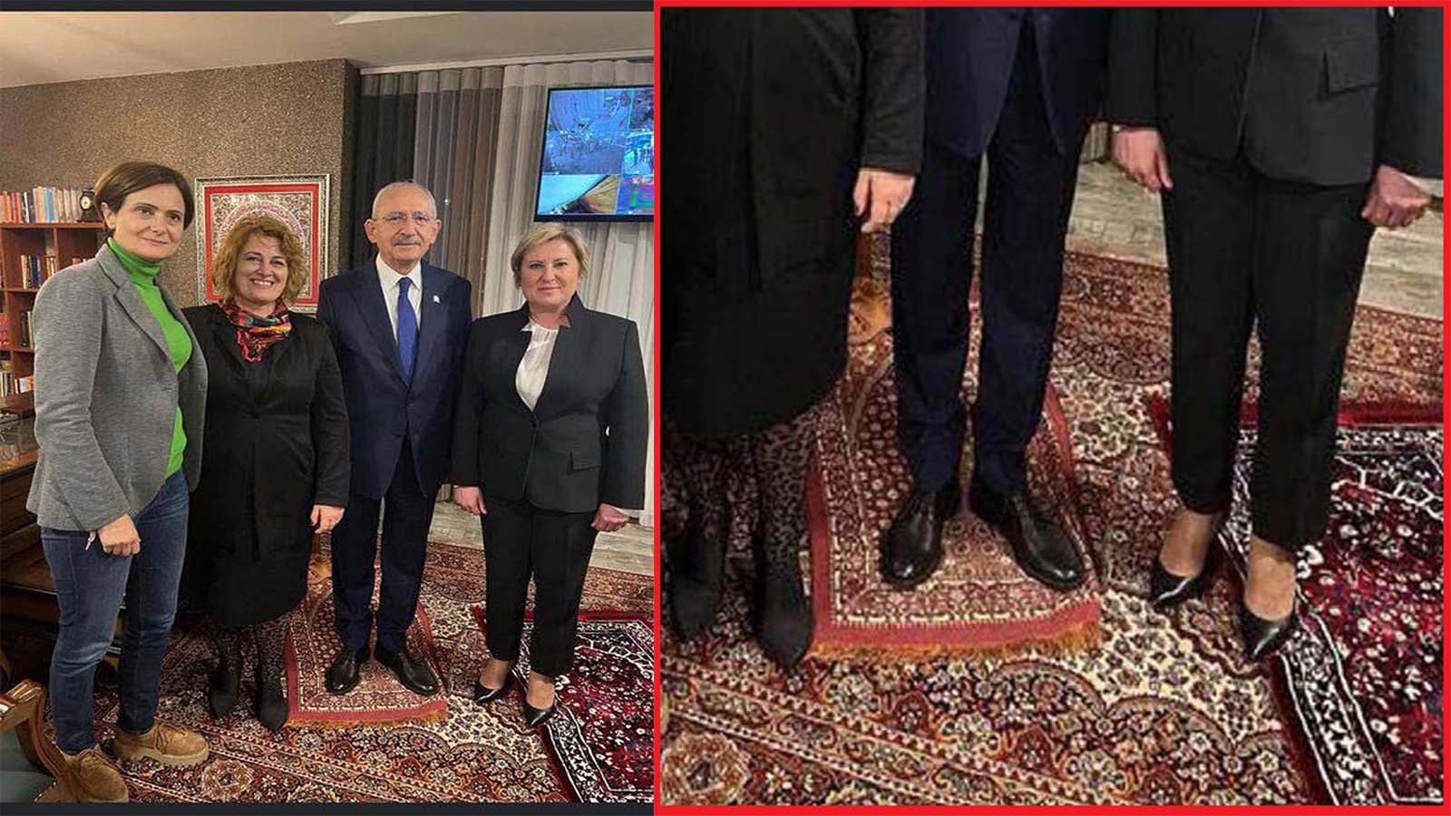 Kılıçdaoğlu ve yanındakiler seccadeye ayakkabıyla bastılar! Sosyal medyada tepkiler çığ gibi büyüdü!