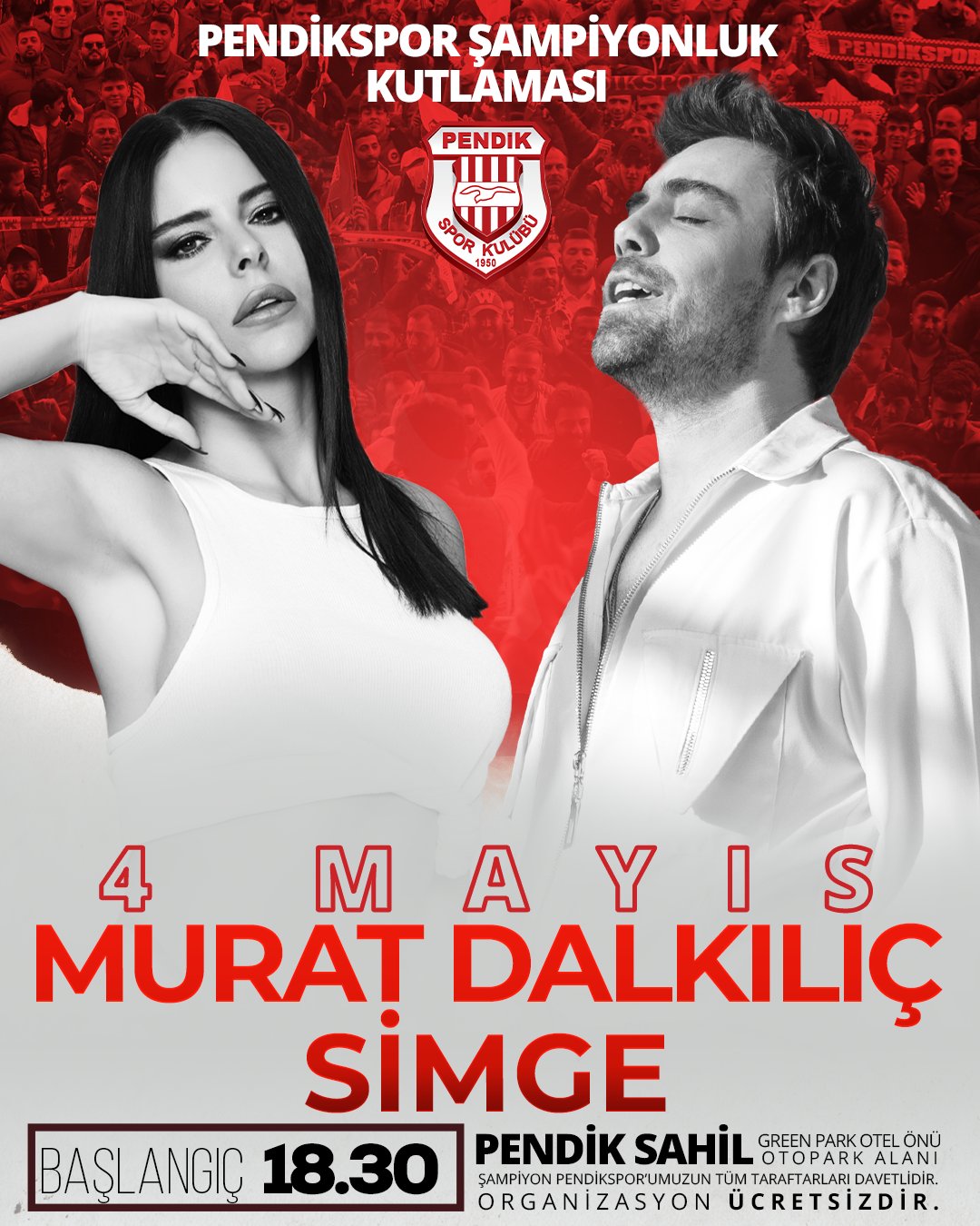 TFF. 2 Lig Beyaz Grup şampiyonu Pendikspor, şampiyonluğu Murat Dalkılıç ve Simge konseriyle kutlayacak 